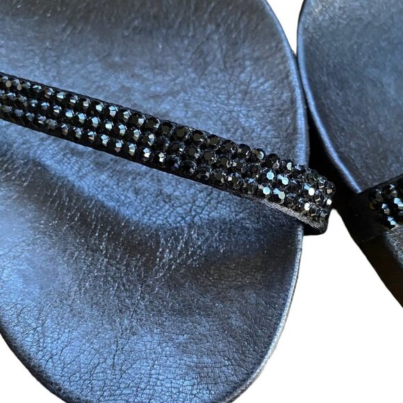 Pedro Garcia Black Leather Abby Jeweled Statement Buckle Heels - Picture 6 of 8